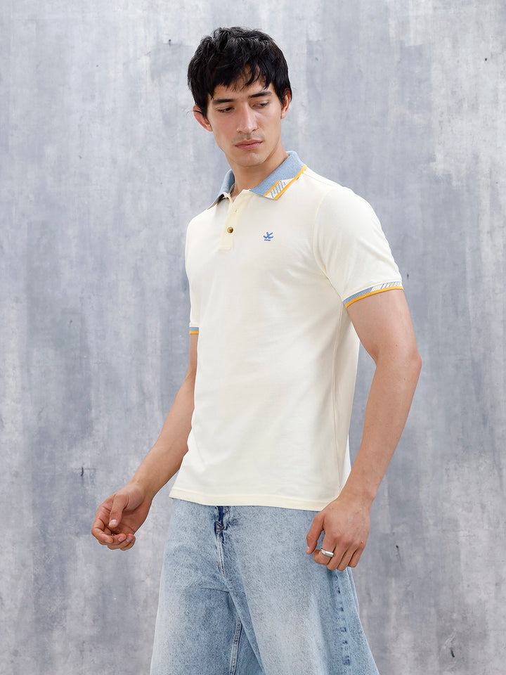 Polo T-Shirt With Contrast Collar | Yellow