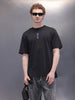 Printed Patchwork Oversized T-Shirt | Black