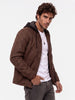 Solid Hooded Zipper Jacket | Brown
