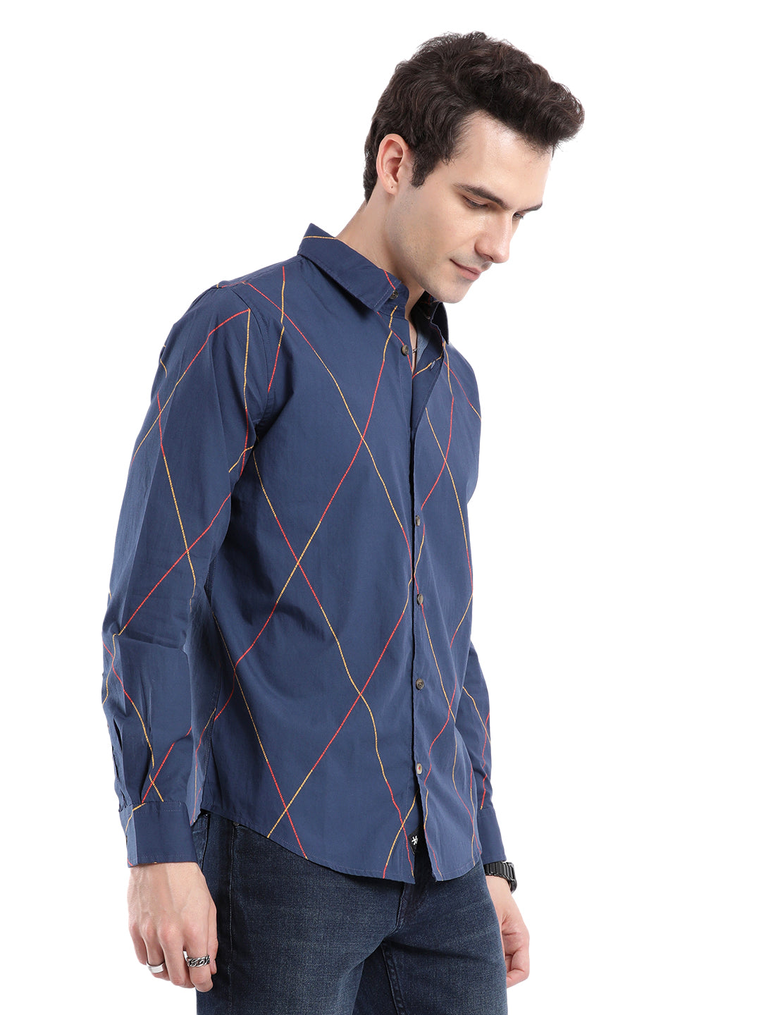 Diagonal Lines Navy Shirt