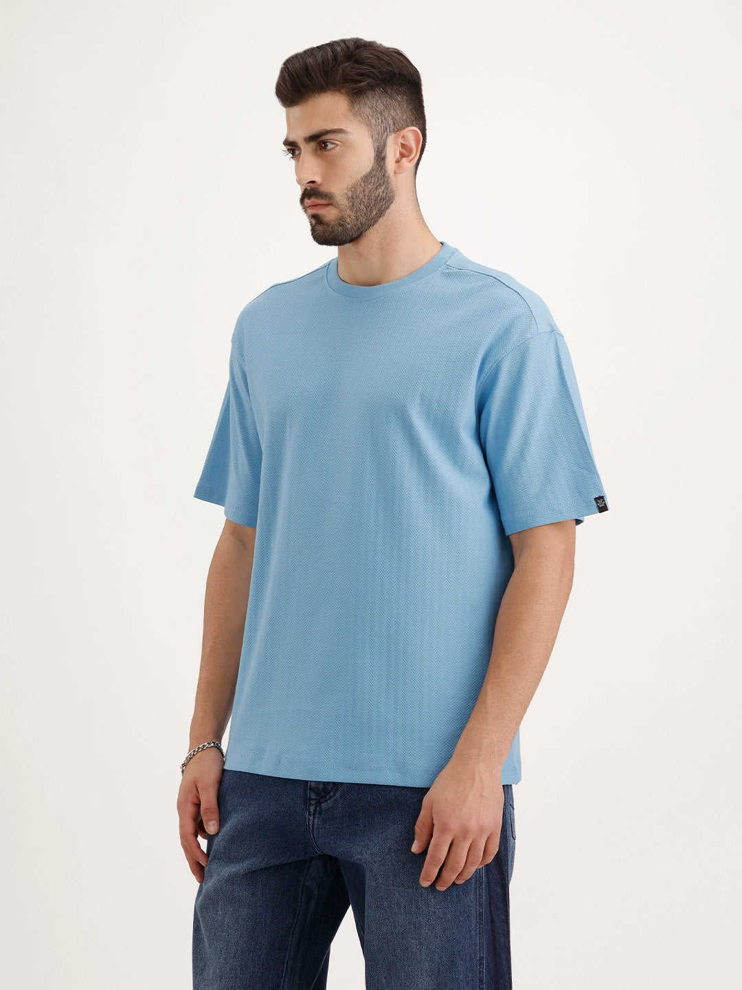 Solid Oversized Half Sleeve T-Shirt | Blue