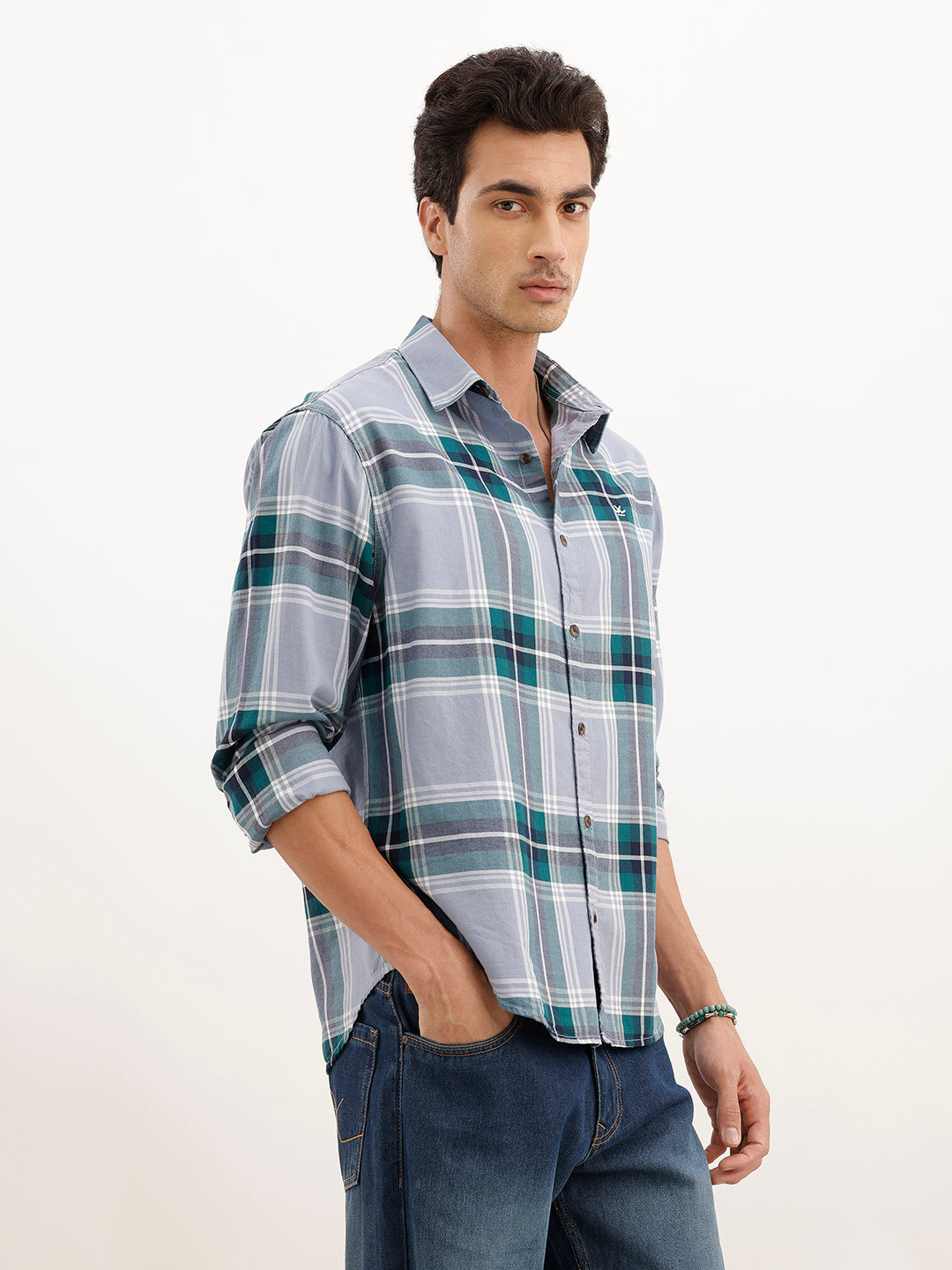 Comfort Fit Full Sleeve Checkered Shirt | Green