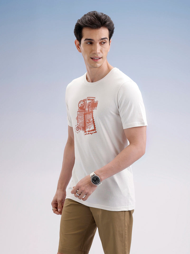 Slim Fit Classic Placement Printed T-Shirt  | Off White