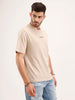 Oversized Fit Placement Printed T-Shirt | Beige