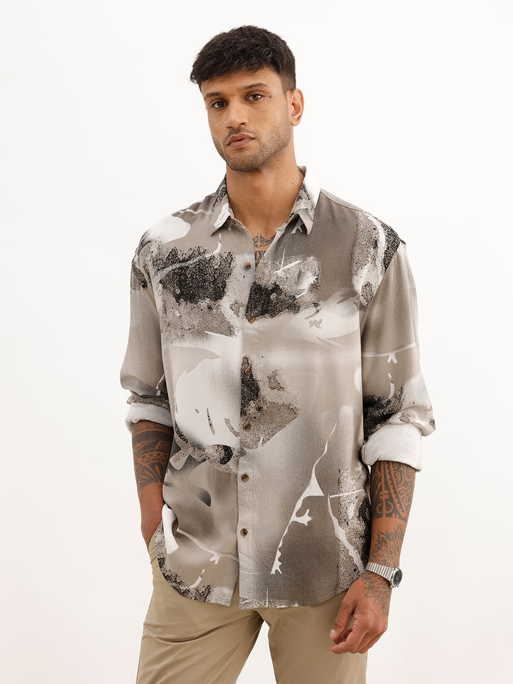 Comfort Fit AOP Full Sleeve Shirt | Grey