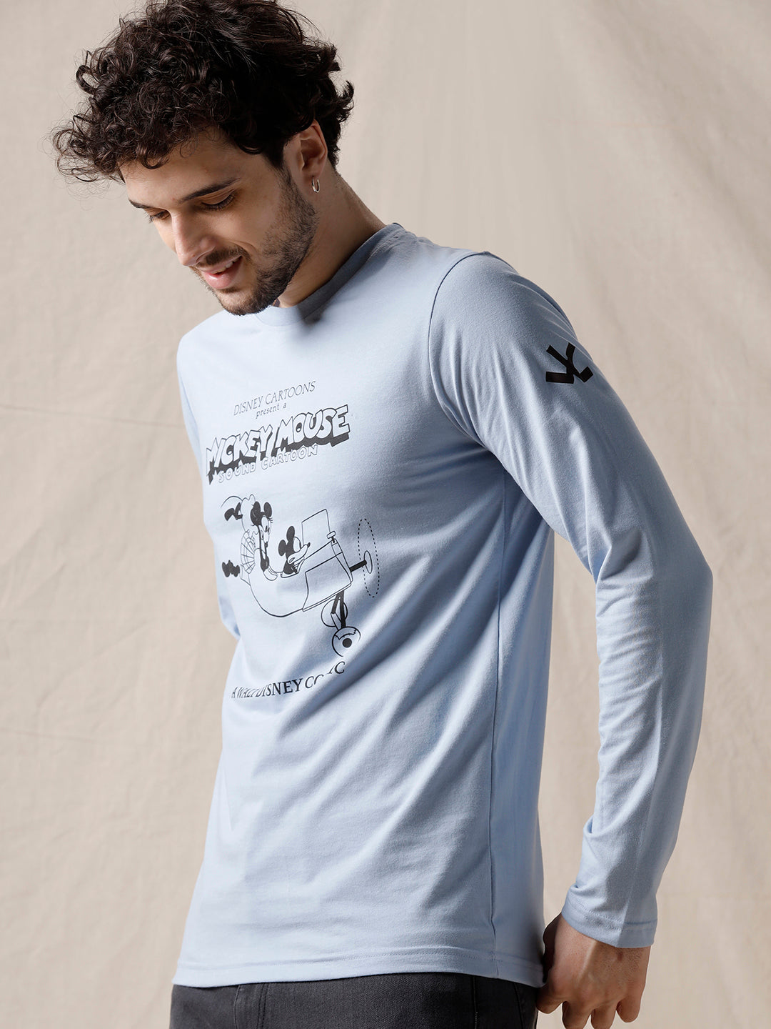 Blue Mickey Printed Long Sleeve T-Shirt