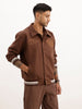 Classic Suede Finish Bomber Jacket | Brown