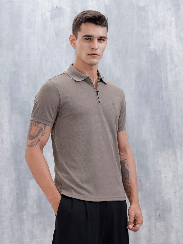 Classic Textured Men's Polo Tshirt | Grey