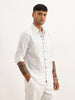 Slim Fit Checkered Full Sleeve Shirt | White