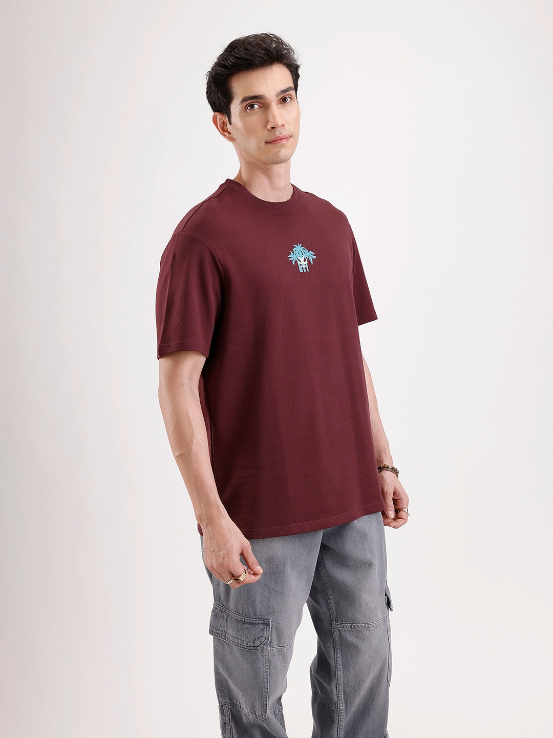 Classic Printed Patch T-Shirt   |  Maroon