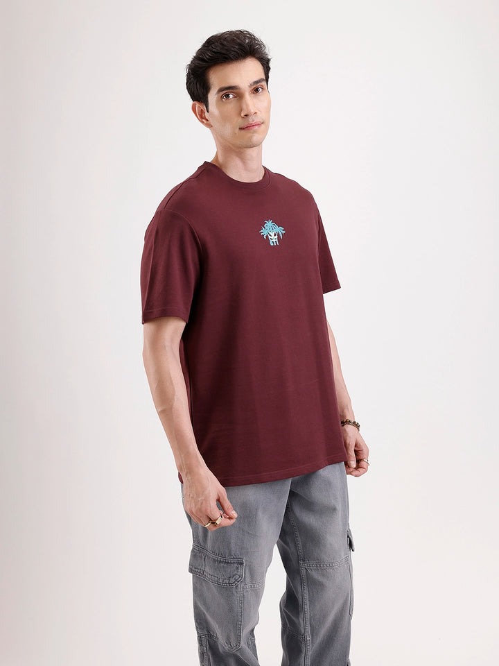 Classic Printed Patch T-Shirt   |  Maroon
