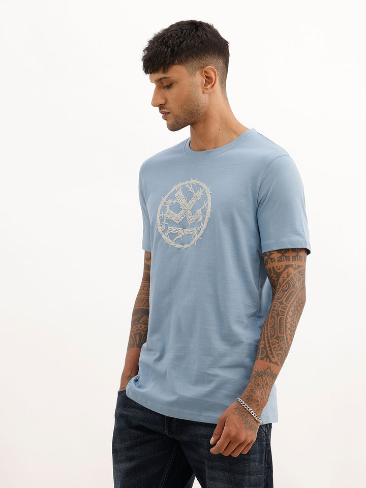 Slim Fit Puffer Printed T-Shirt | Blue