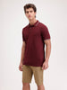 Solid Slim Fit Tipping collar Polo T-Shirt  | Wine