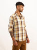 Slim Fit Checkered Full Sleeve Shirt | Yellow