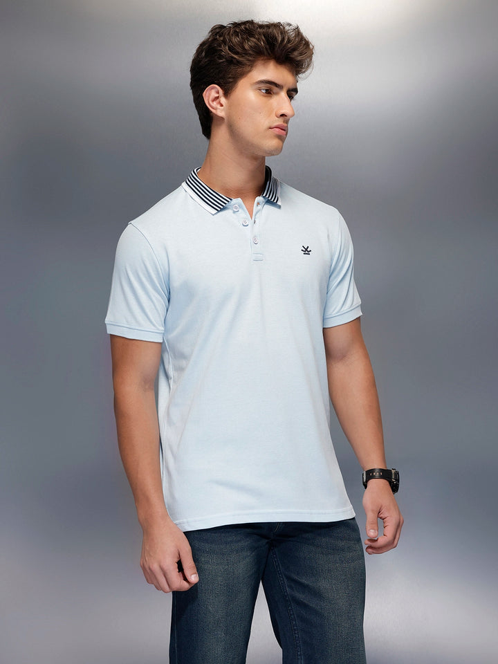 Classic Tipping Collar Polo T-Shirt   |  Light Blue
