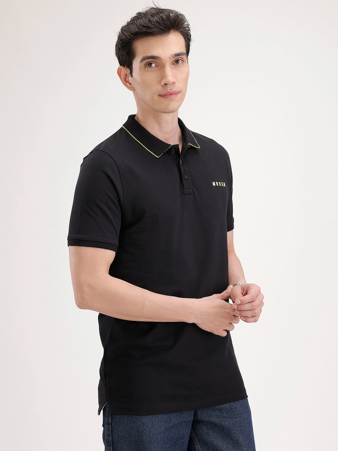 Slim Fit Tipping Collar Polo T-Shirt | Black