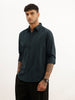 Slim Fit Textured Stripe Shirt | Dark Green