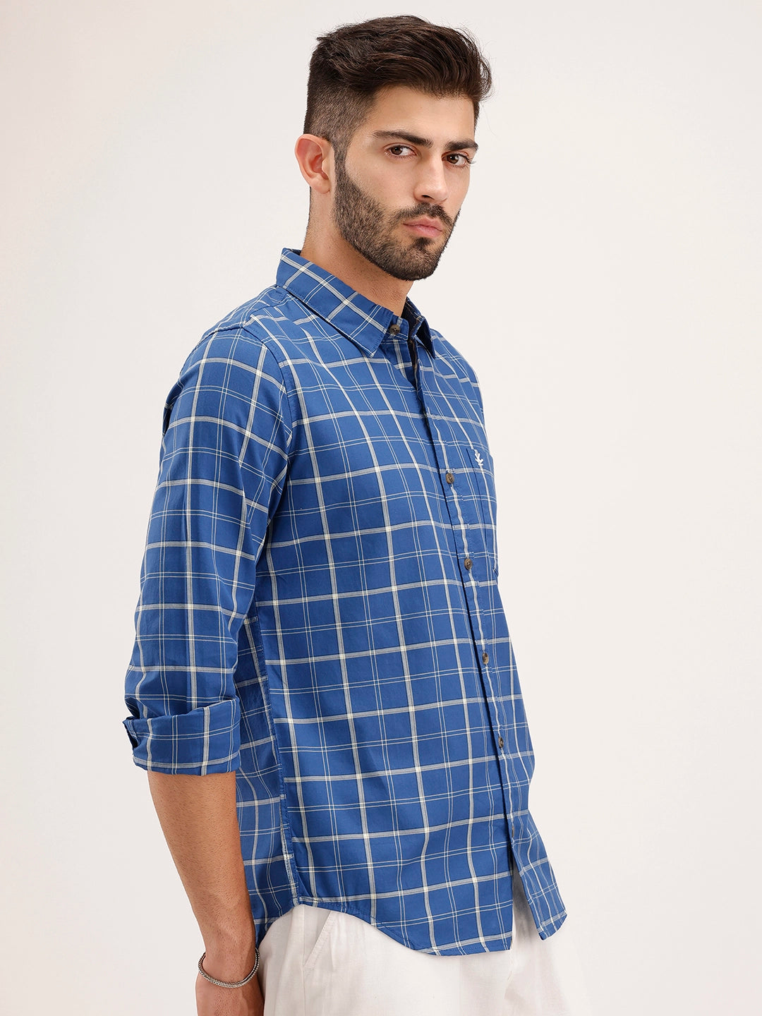 Regular Fit Checkered Shirt | Blue