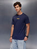 Solid Placement Printed T-Shirt   |  Navy Blue
