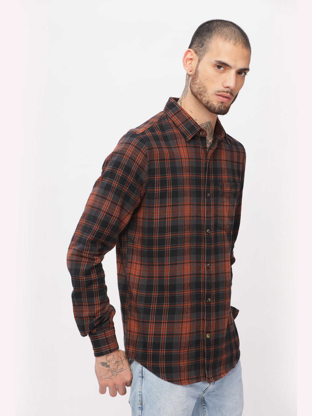 Rust Dyed Checkered Shirt