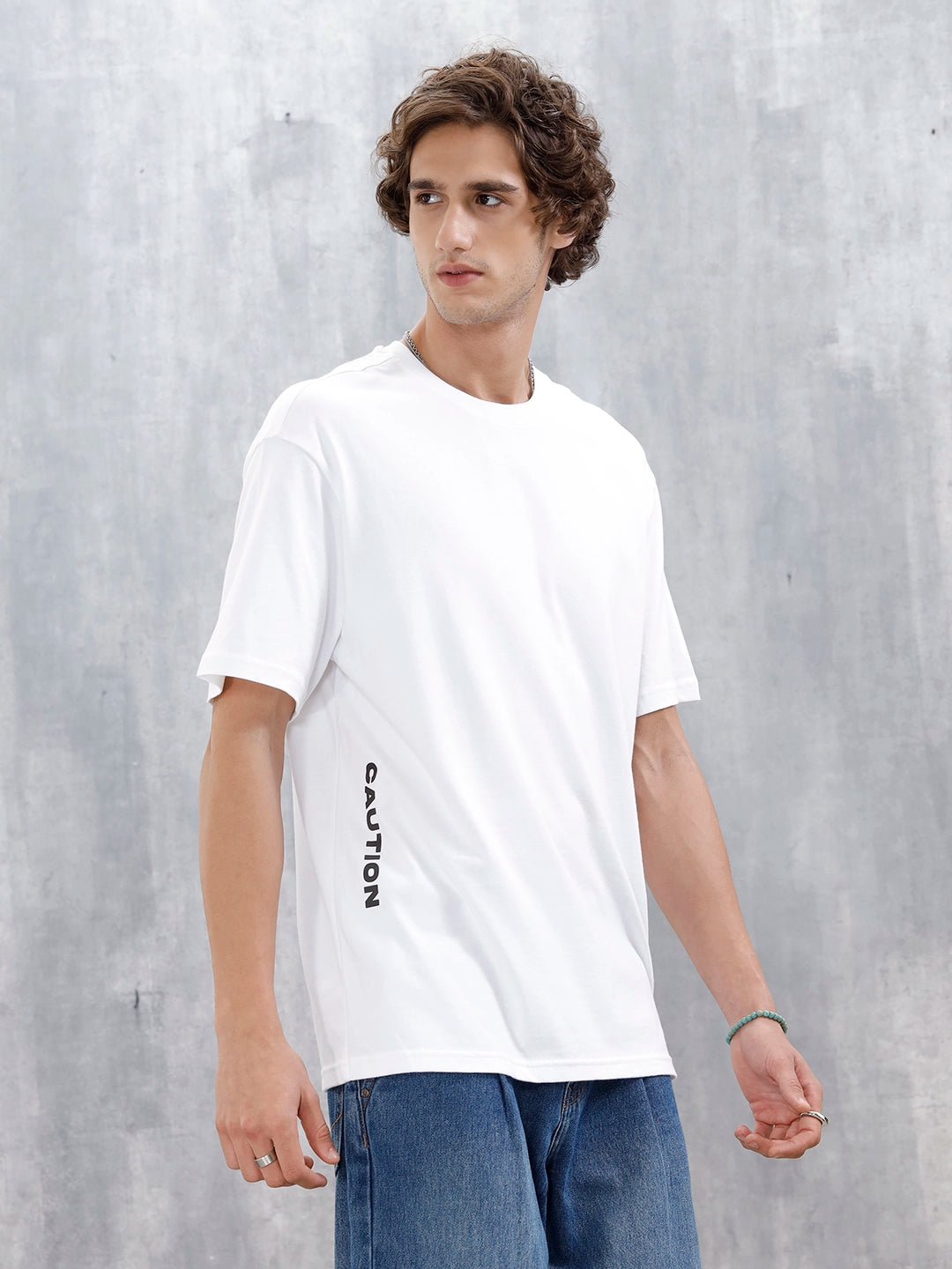 Men’s Oversized Graphic Printed Tee | White