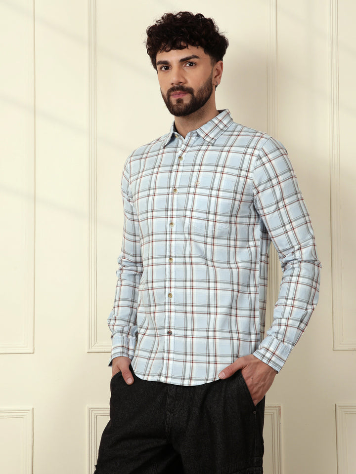Classic Checked Cotton Shirt | Blue