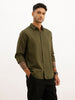 Solid Slim Fit Full Sleeve Shirt | Olive