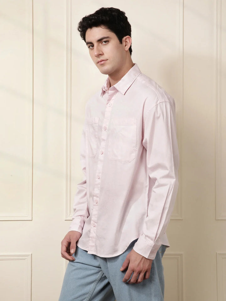 Pink Double Pocket Oversized Shirt