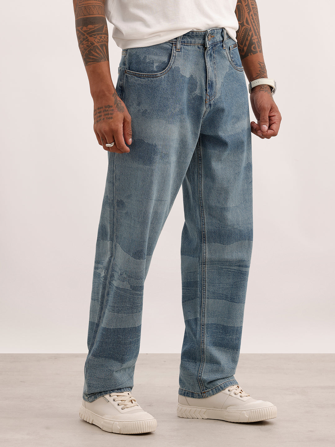 Loose Fit Washed Denim Jeans | Light Blue | WJN0200LS2125S
