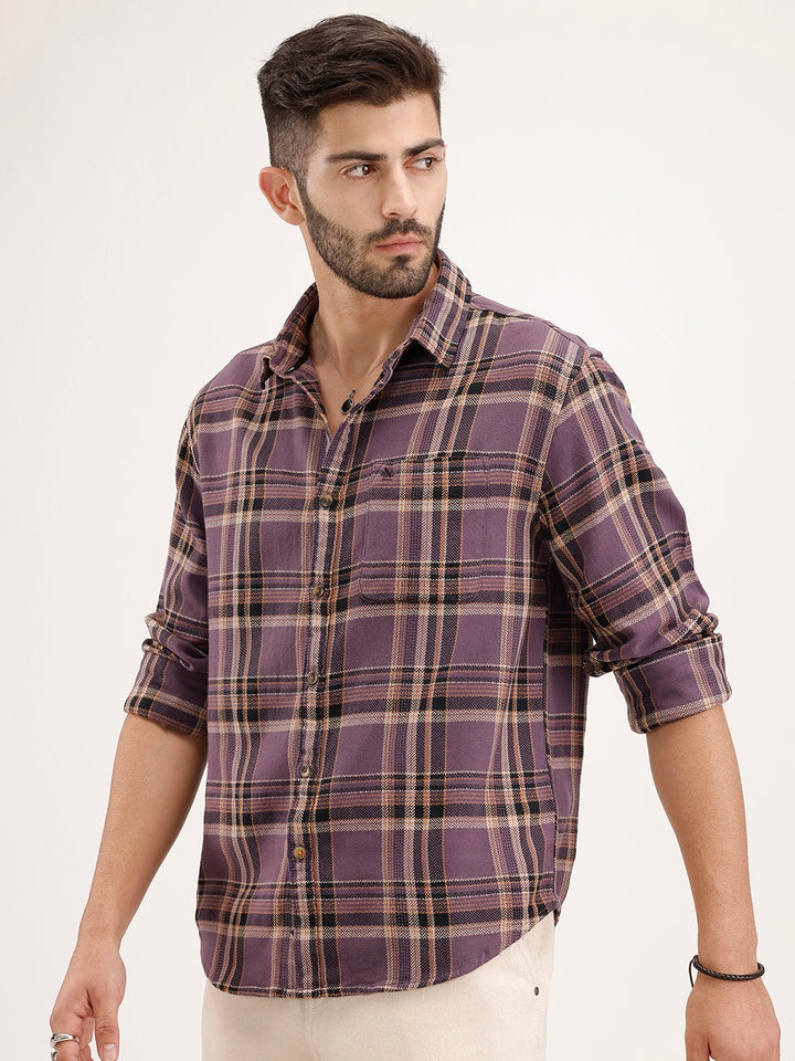 Comfort FIt Checkered Shirt | Purple