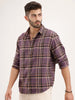 Comfort Fit Herringbone Checkered Shirt | Purple