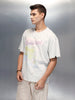Washed Men's Casual Graphic Printed Oevrsized Fit T-Shirt | Grey