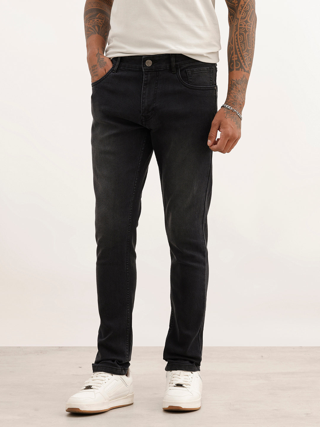 Faded Skinny Fit Denim Jeans | Black