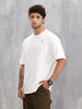 Striped Oversized Fit T-shirt With Puff Print | White