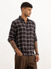 Slim Fit Checkered Full Sleeve Shirt | Black