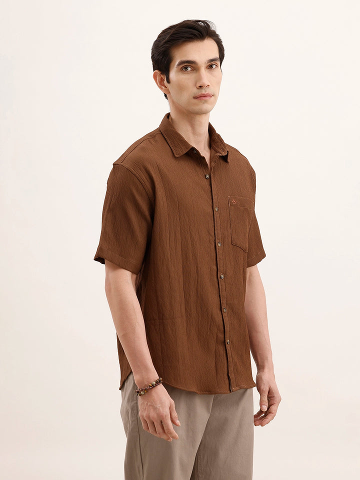 Comfort Fit Textured Shirt | Dark Khaki