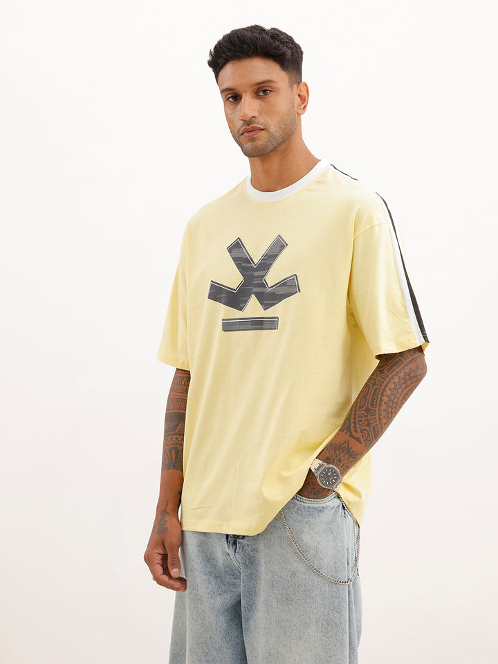 Oversized Placement Printed T-Shirt | Yellow