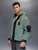 Men's casual jacket with contrast details, utility pocket and hoodie | Green