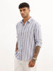 Slim Fit Striped Full Sleeve Shirt | Blue