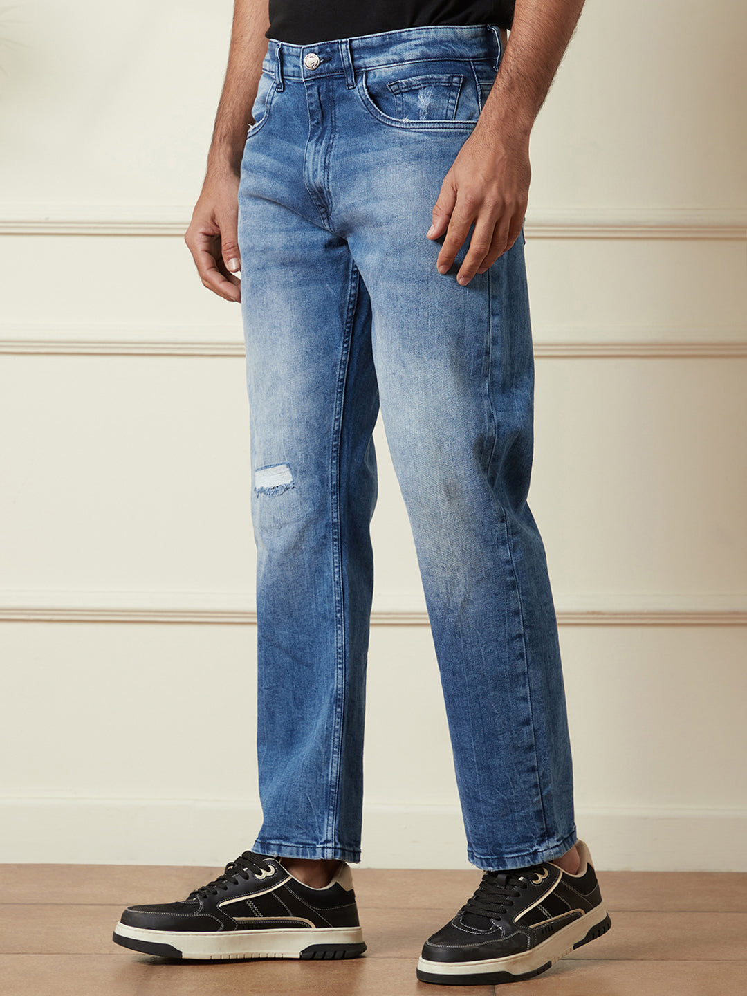 Distressed Blue Washed Anti Fit Jeans