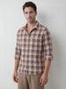 Slim Fit Checkered Shirt | Brown
