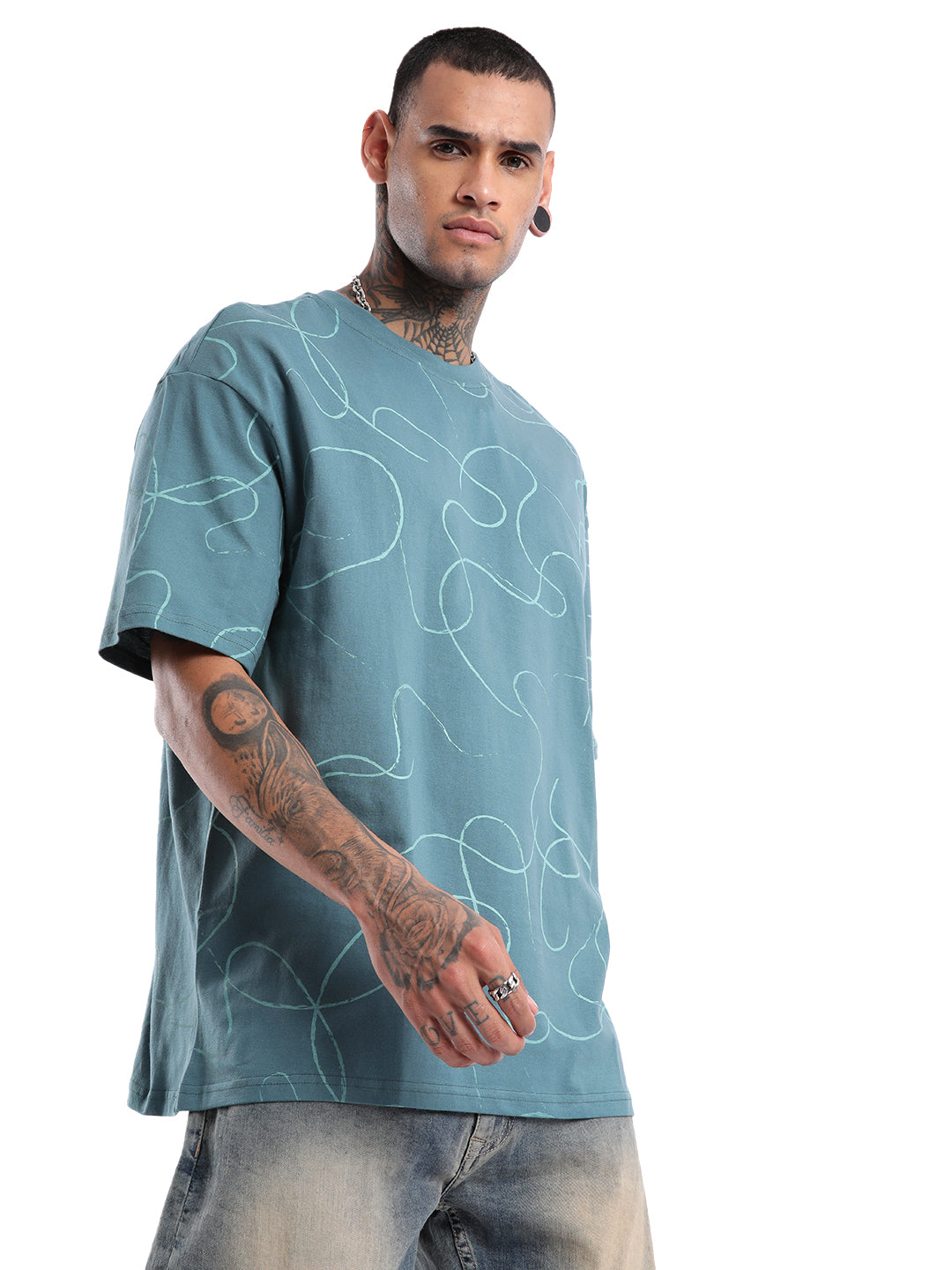 Urban Teal AOP Oversized T-Shirt