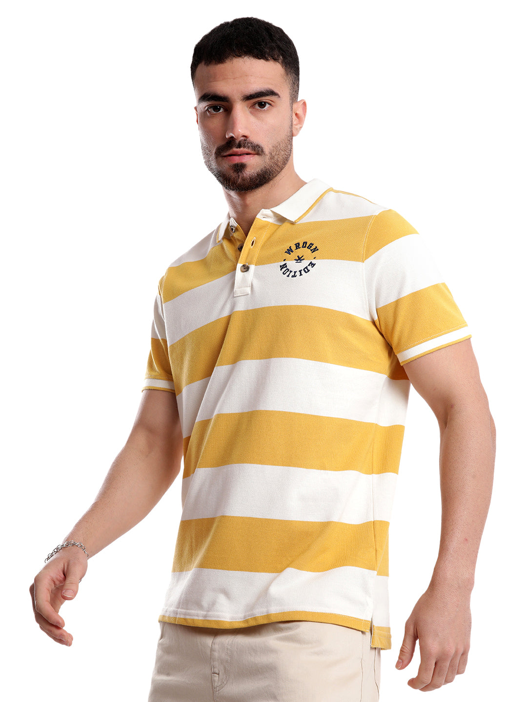 Premium Yellow Striped Polo T-Shirt