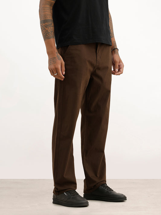 Solid Loose Fit Trouser | Brown