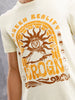 Zen Inspired Chest Print Graphic Crew Neck T-Shirt  |  Yellow