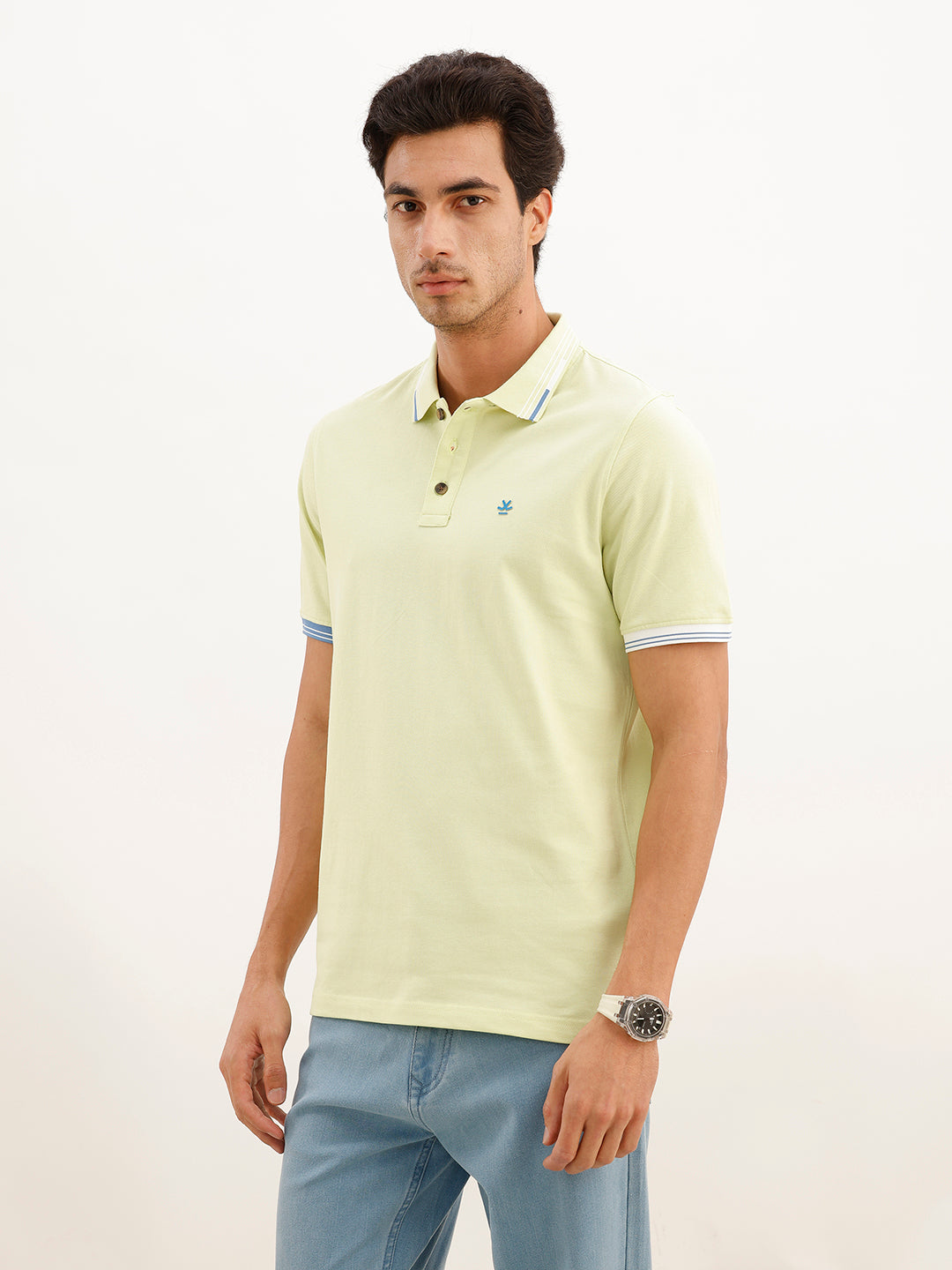 Slim Fit Tipping Collar Polo T-Shirt | Green
