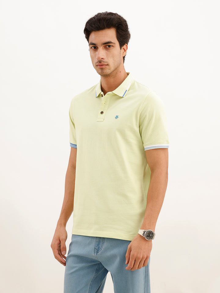 Slim Fit Tipping Collar Polo T-Shirt | Green