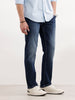 Washed Straight Fit Denim Jeans | Blue