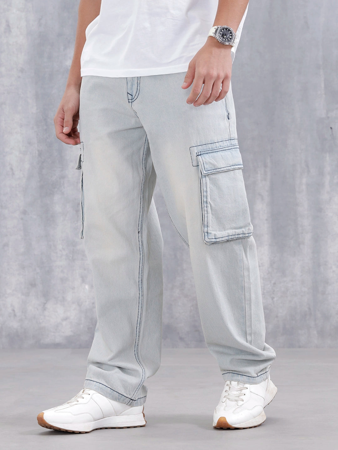 Superstone Wash Loose Cargo Fit Jeans | Super Stone