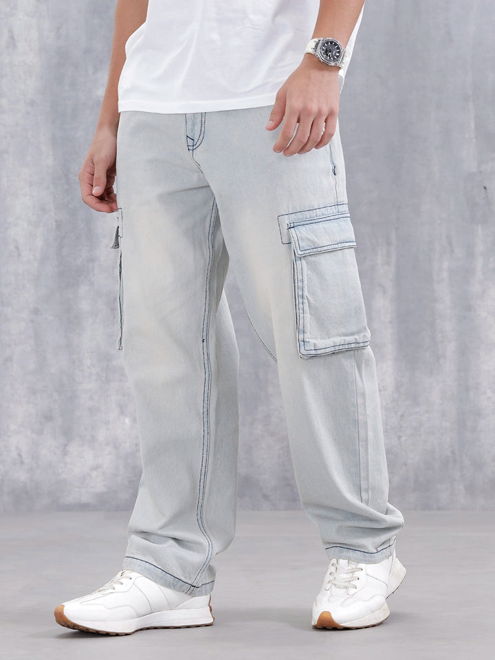 Superstone Wash Loose Cargo Fit Jeans | Super Stone